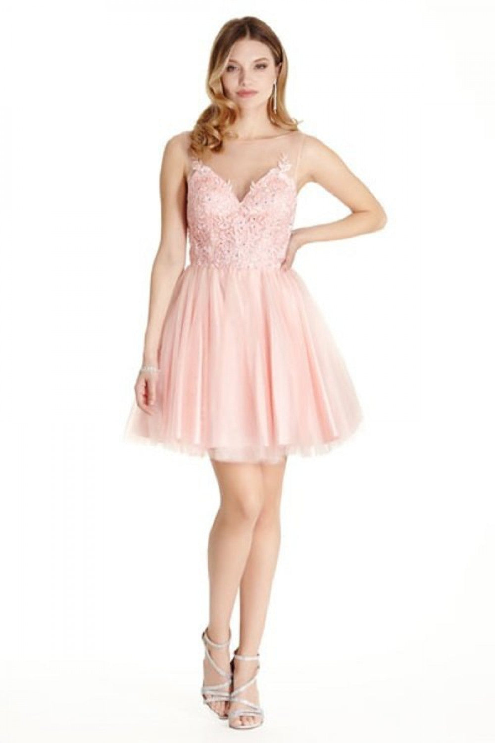 Aspeed Design -S1775 Sweetheart Illusion A-Line Short Cocktail Dress