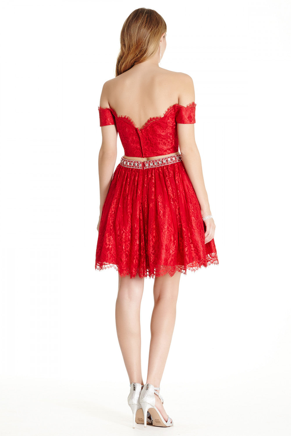 Aspeed Design -S1777 Laced Two Piece Short Cocktail Dress
