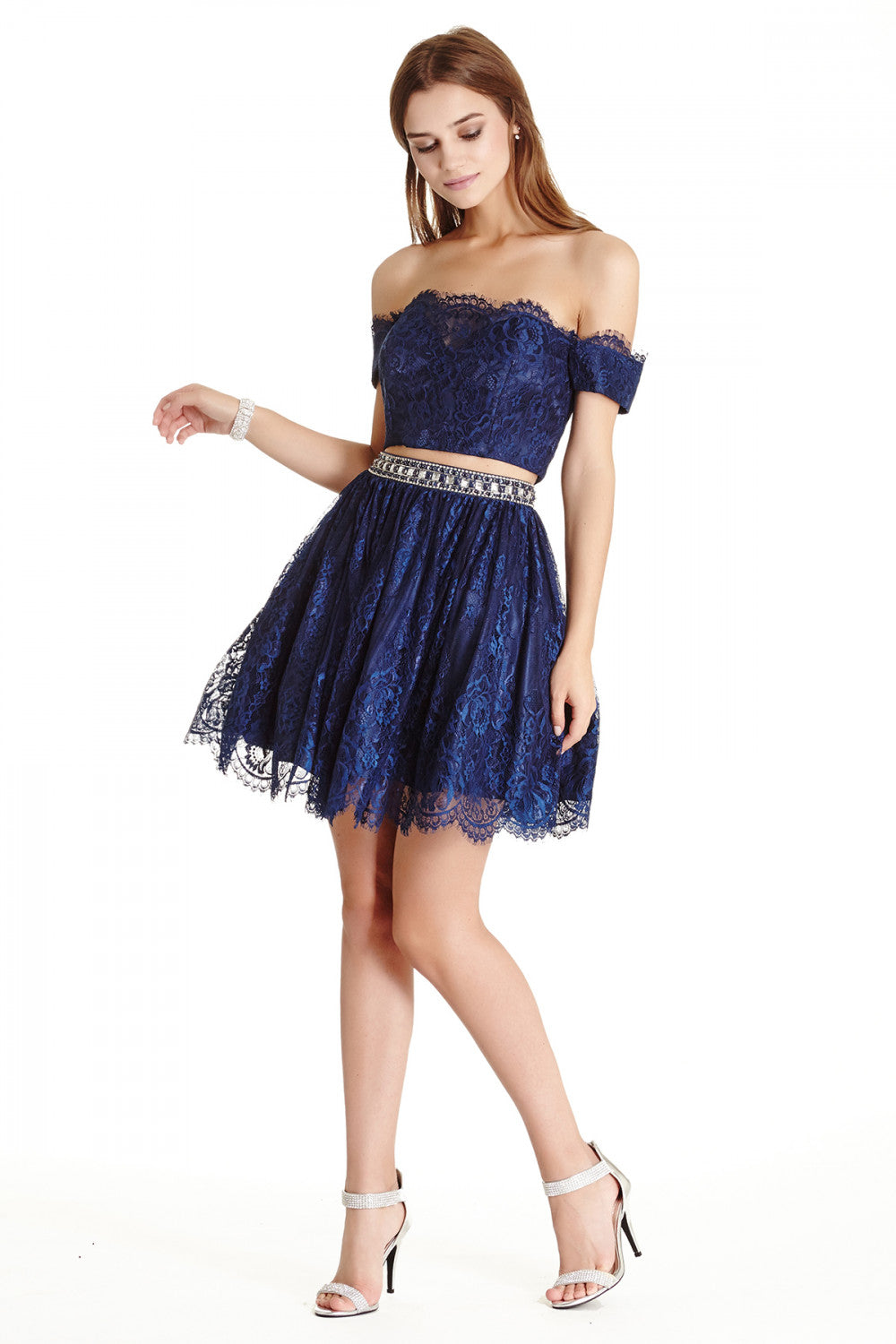 Aspeed Design -S1777 Laced Two Piece Short Cocktail Dress