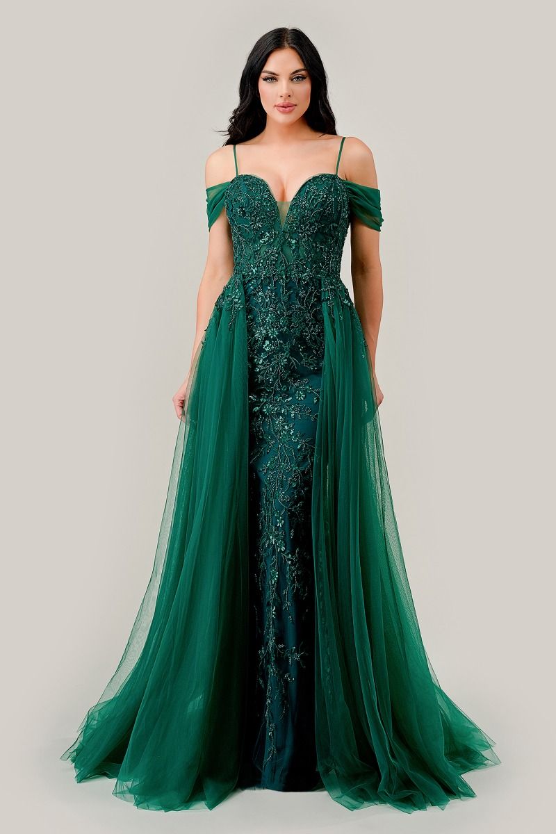 Cinderella Divine -SF009 Embellished Off Shoulder Fitted A-Line Dress