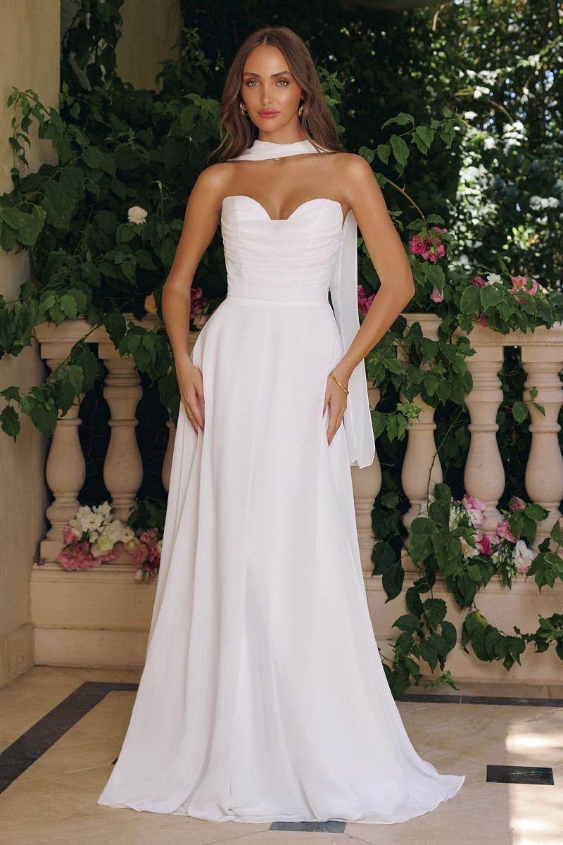 Amoris -T703W Chiffon Strapless Sweetheart A-line Gown