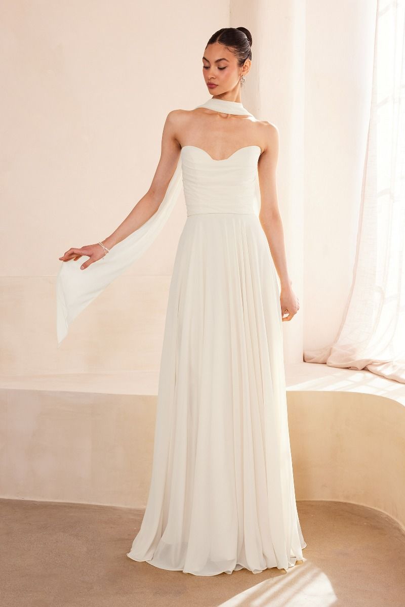 Amoris -T703W Chiffon Strapless Sweetheart A-line Gown
