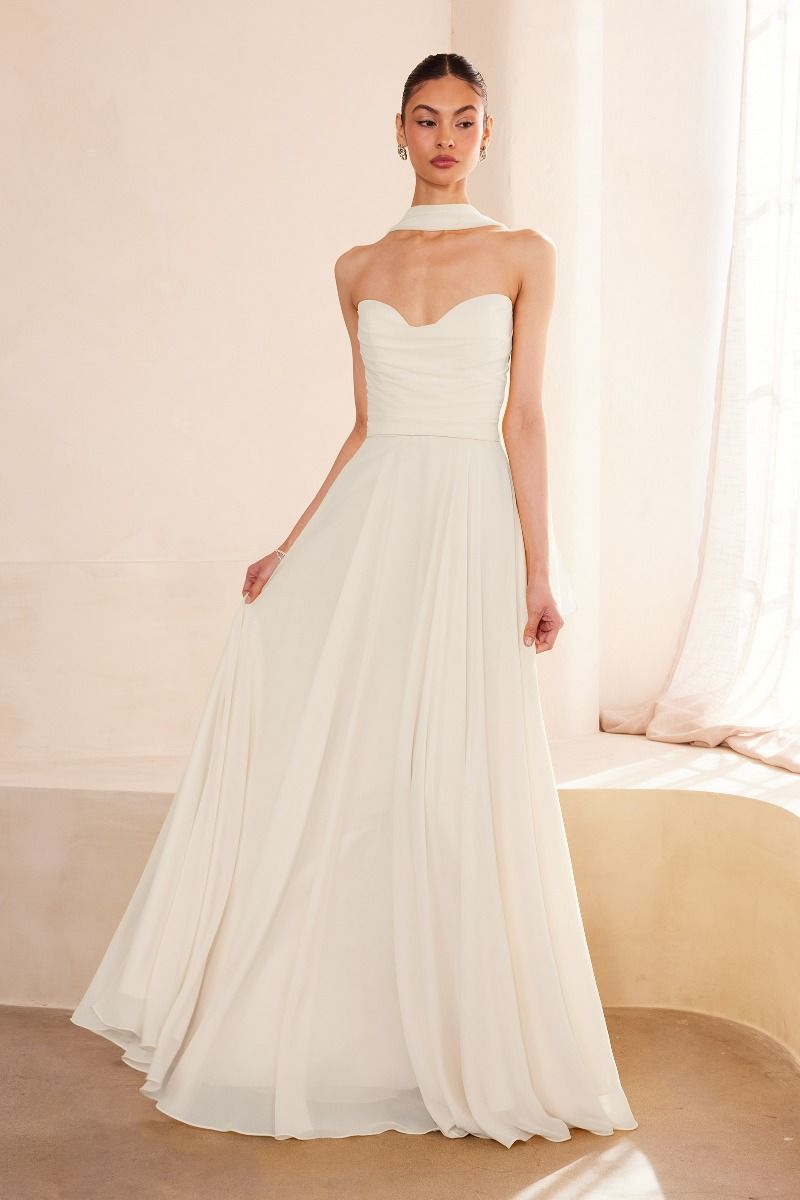 Amoris -T703W Chiffon Strapless Sweetheart A-line Gown