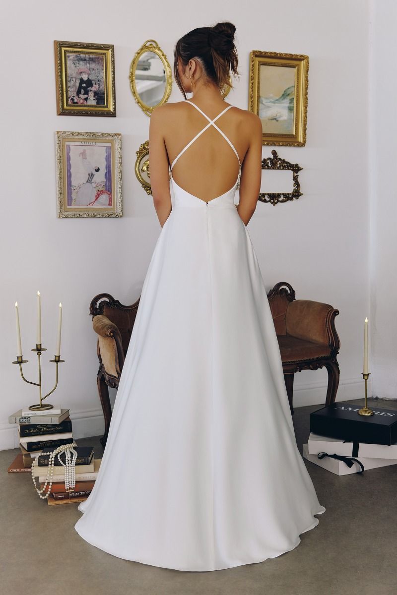 Amoris -T714W Satin Cowl A-line Gown
