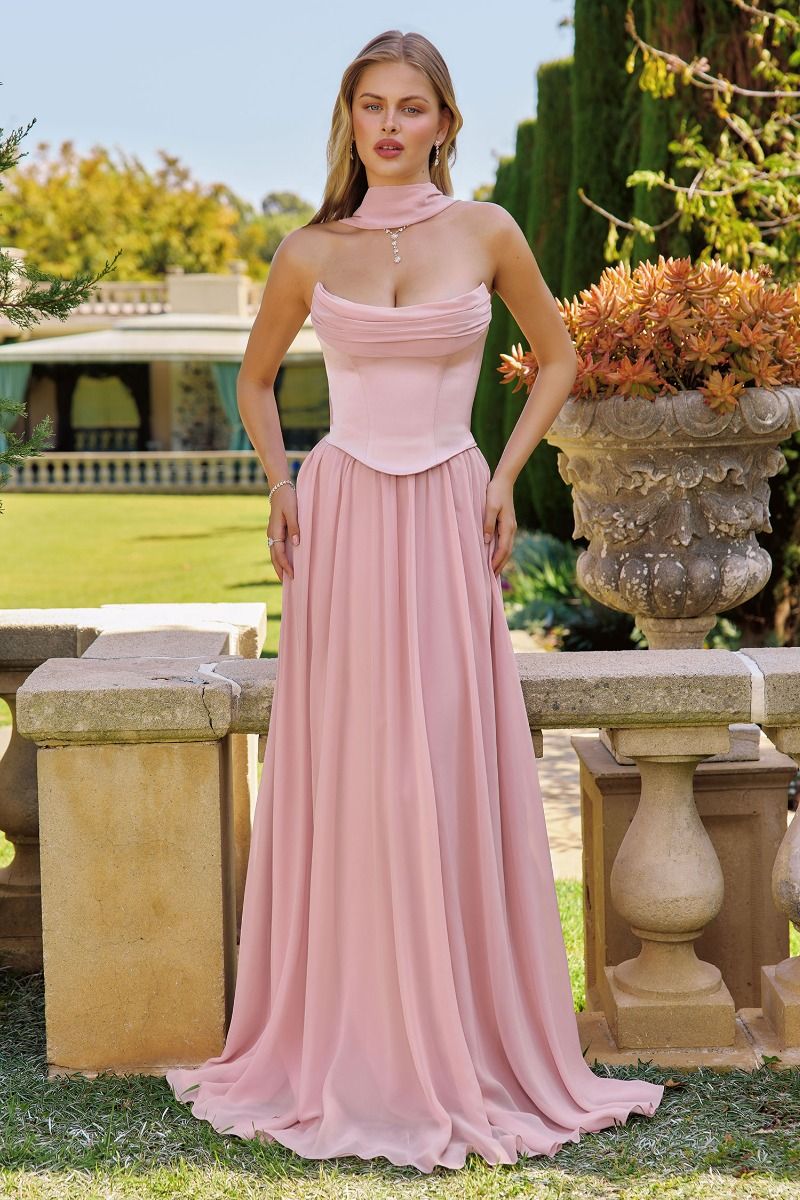 Amoris -T741 Chiffon Strapless A-line Gown