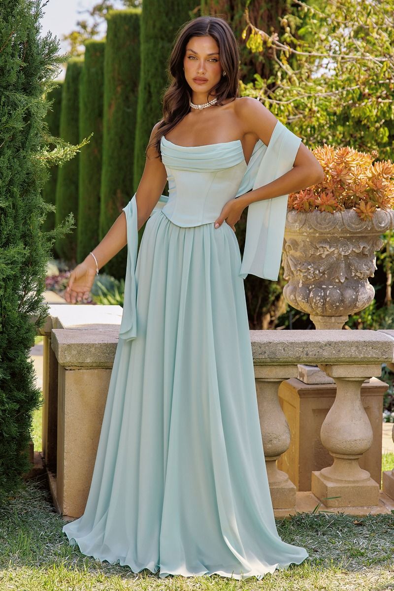 Amoris -T741 Chiffon Strapless A-line Gown