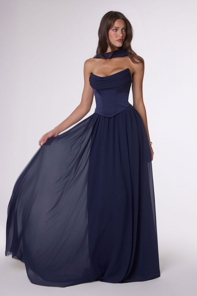 Amoris -T741 Chiffon Strapless A-line Gown