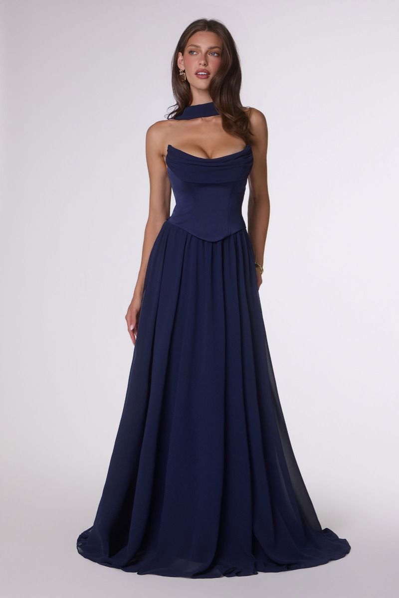 Amoris -T741 Chiffon Strapless A-line Gown