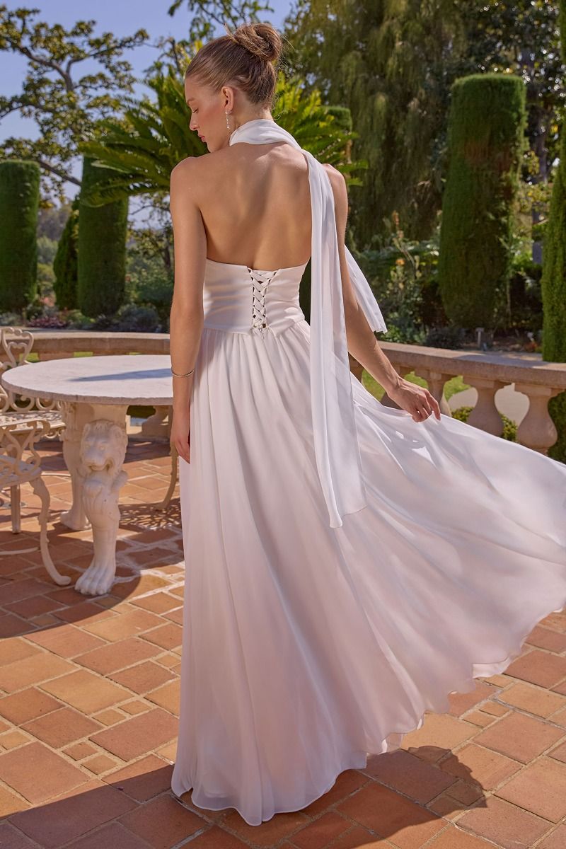Amoris -T741W Chiffon Strapless A-line Gown