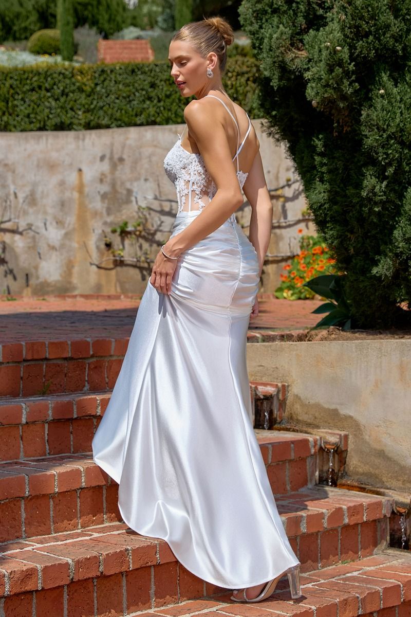 Amoris -T819W Beaded Short Sleeve A-line Gown