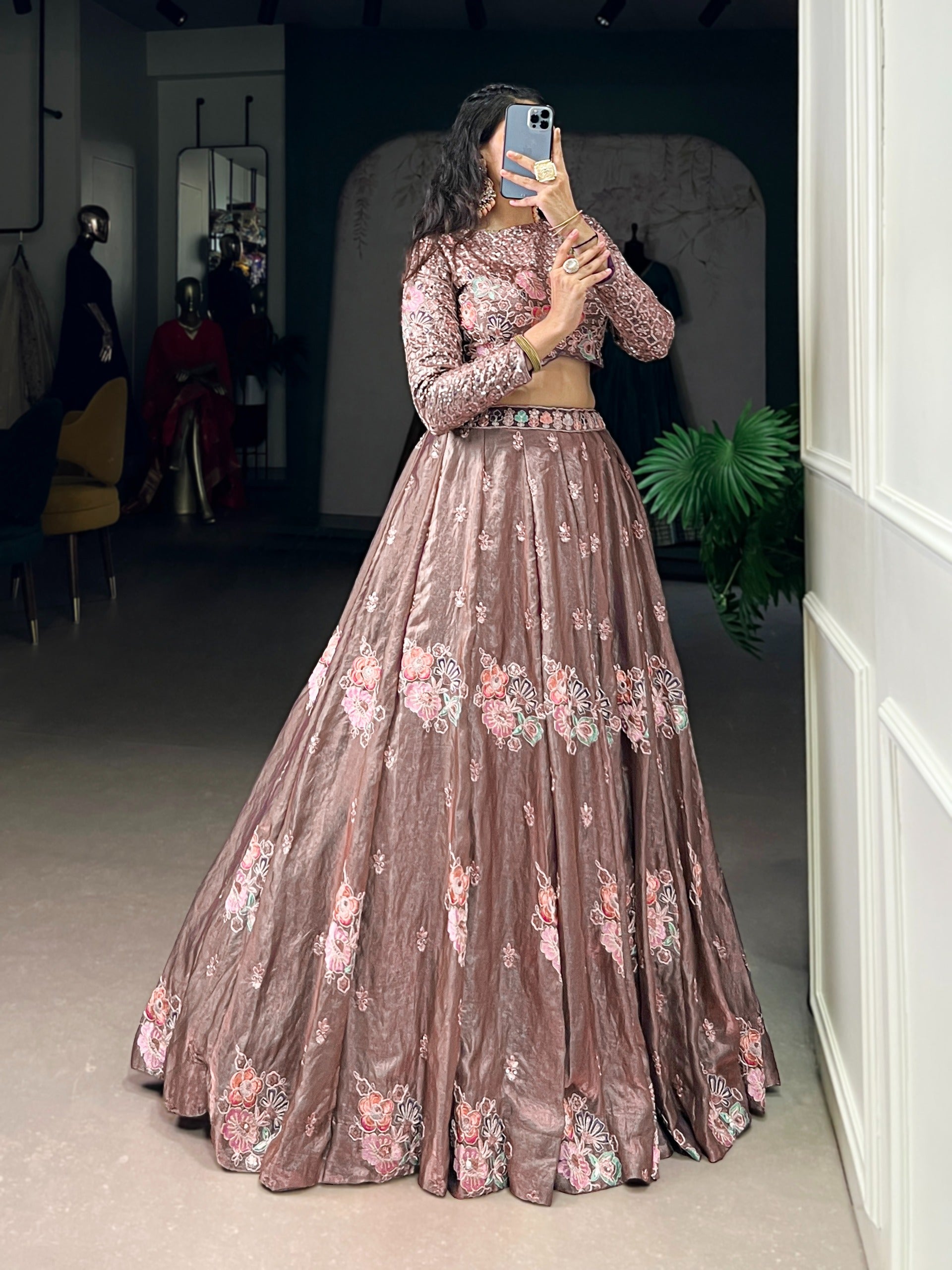 MyFashion -1143 Fendi Thread Embroidered Designer Indo Western Lehenga