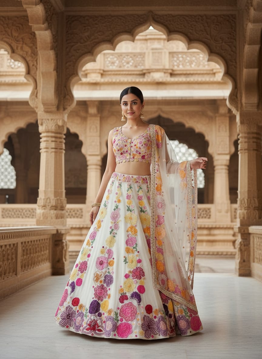 MyFashion -164 Chinon Sequence Embroidered Lehenga Choli