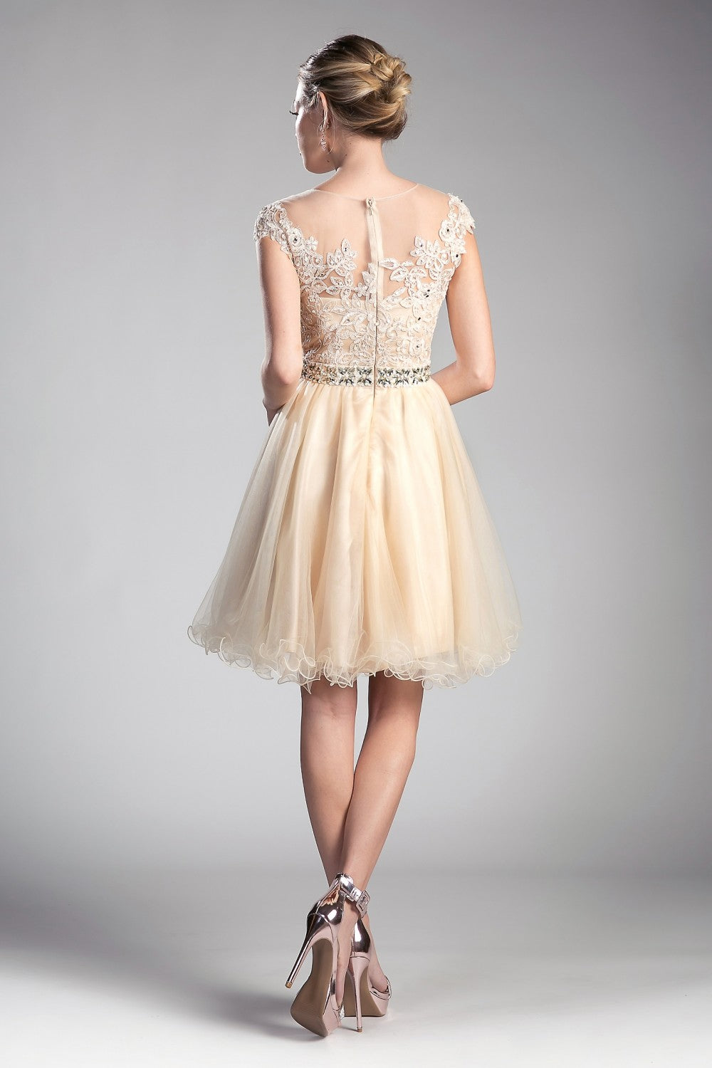 MyFashion.com - Beaded Lace Bodice Tulle Short Dress(UJ0012) - Cinderella Divine promdress eveningdress fashion partydress weddingdress 
 gown homecoming promgown weddinggown 