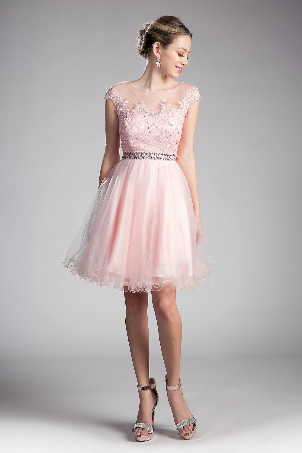MyFashion.com - Beaded Lace Bodice Tulle Short Dress(UJ0012) - Cinderella Divine promdress eveningdress fashion partydress weddingdress 
 gown homecoming promgown weddinggown 