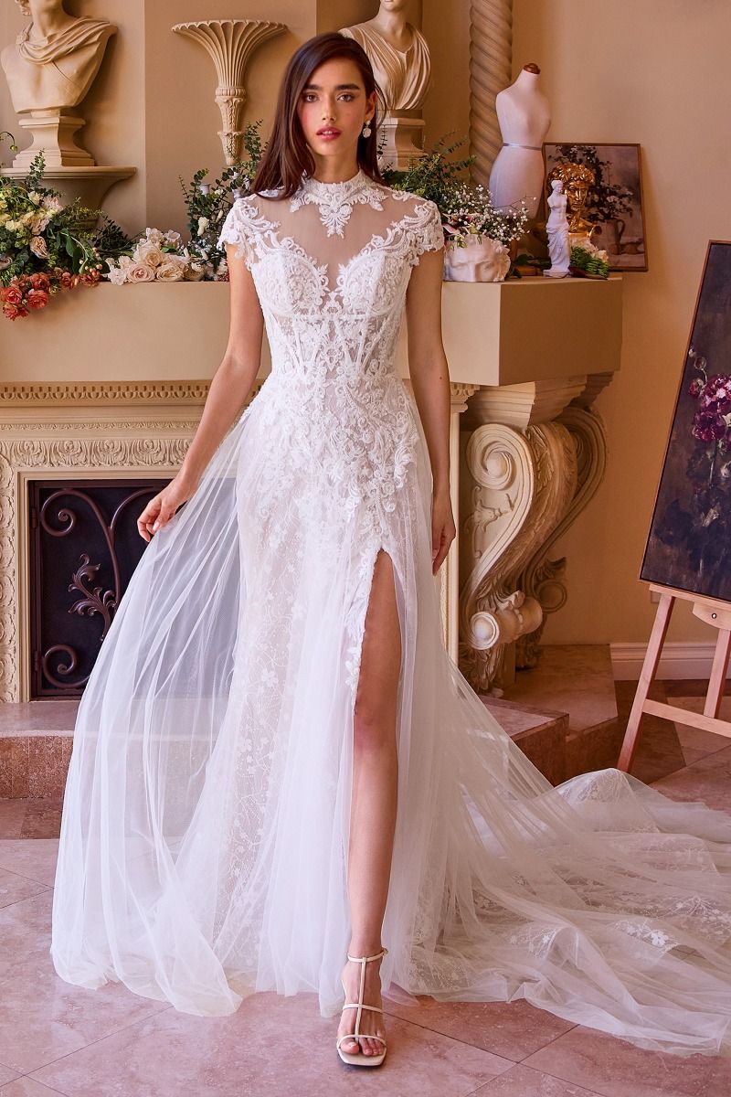 Andrea And Leo -WL035 High Neck Laced Tulle Bridal Dress