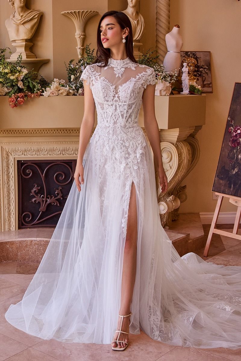 Andrea And Leo -WL035 High Neck Laced Tulle Bridal Dress