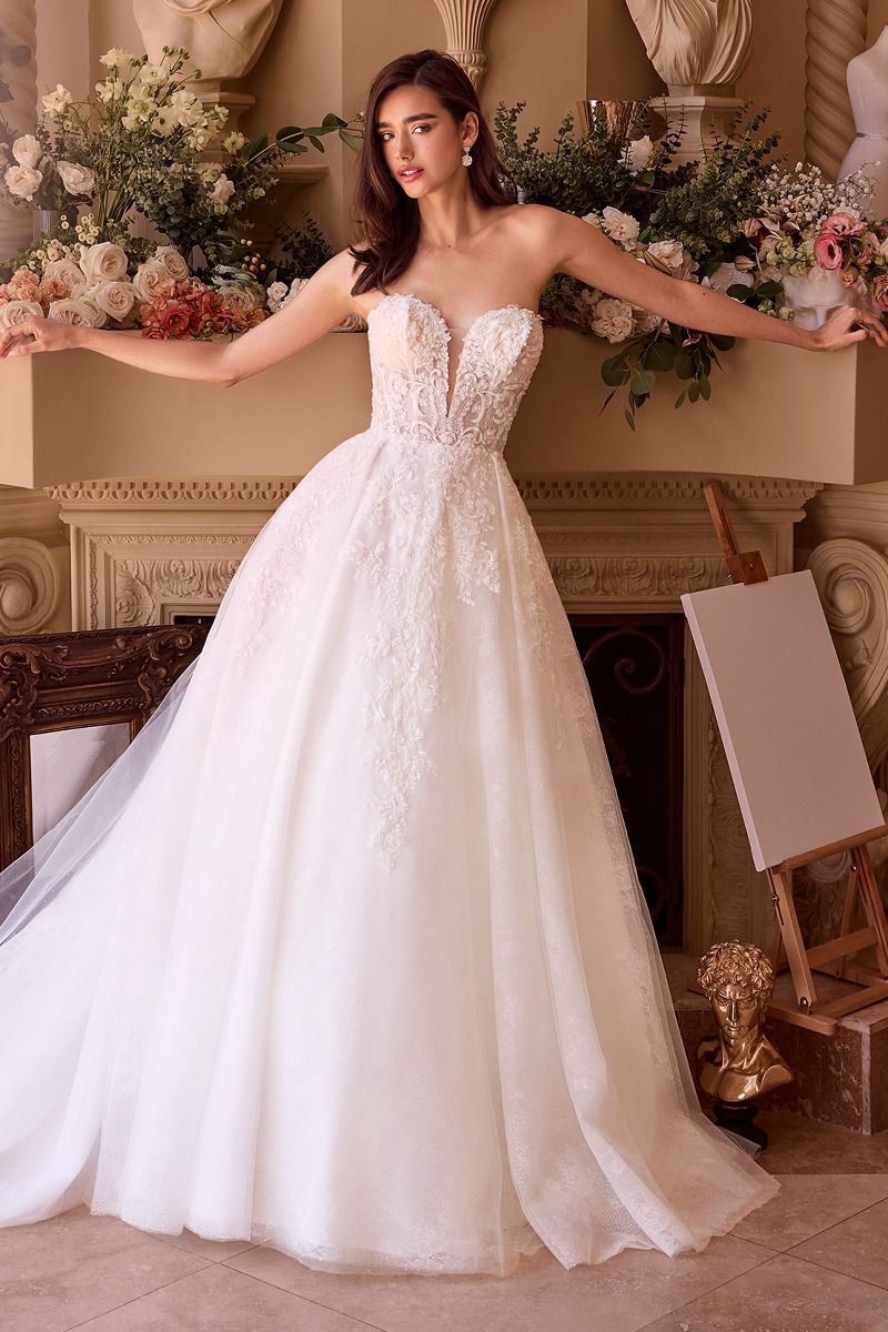 Andrea And Leo -WL037 Strapless Laced Applique Ball Gown