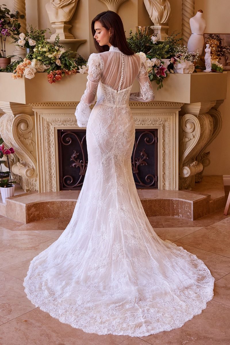 Andrea and Leo -WL042 High Neck Laced Bridal Mermaid Dress