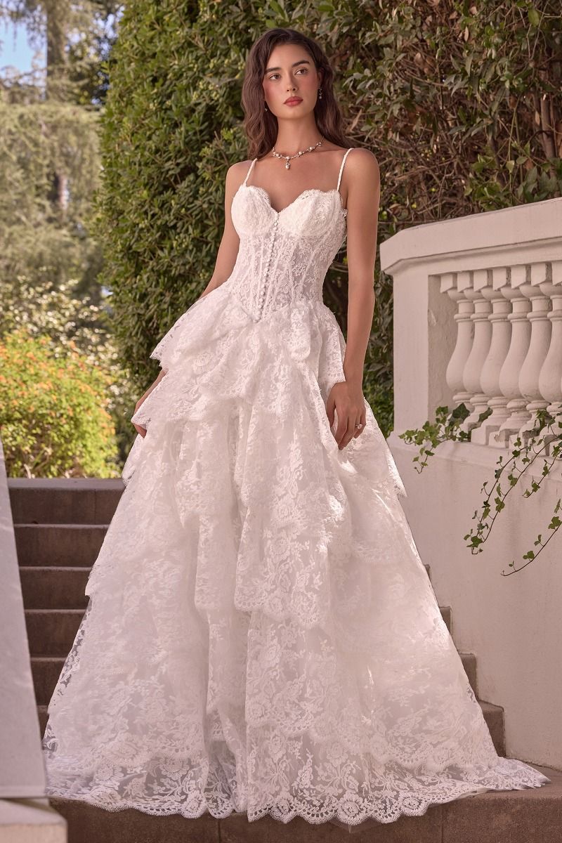 Andrea and Leo -WL076 Lace Sleeveless Sweetheart Layered A-line Gown