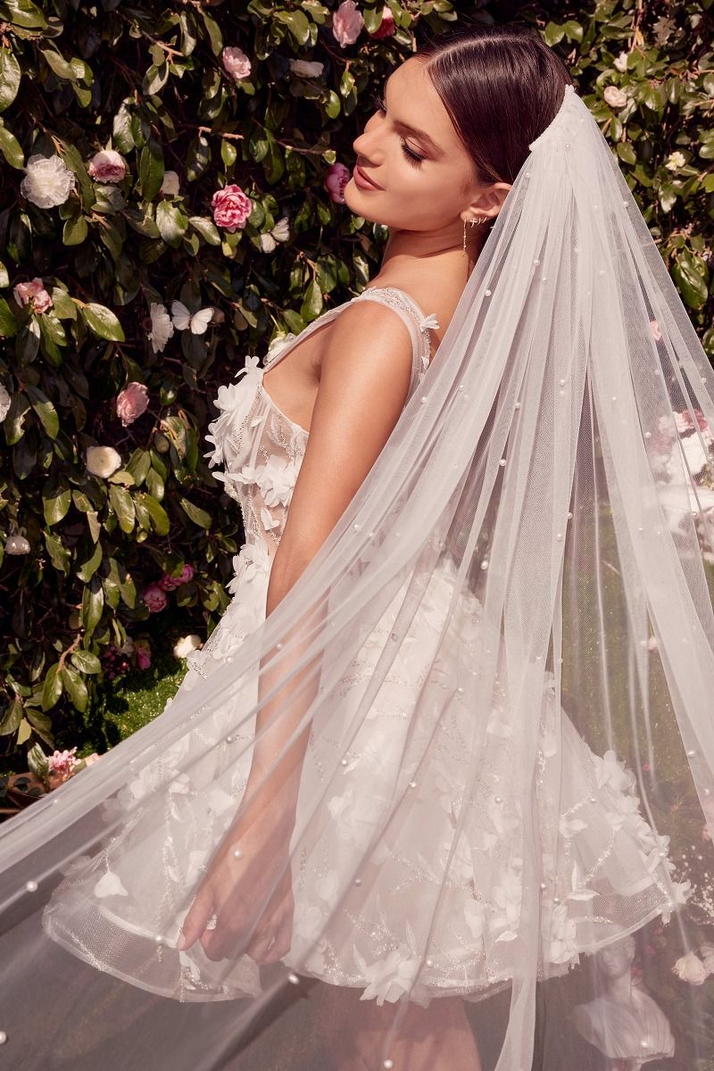 Andrea And Leo -WL081 Floral Applique Wedding Short Dress