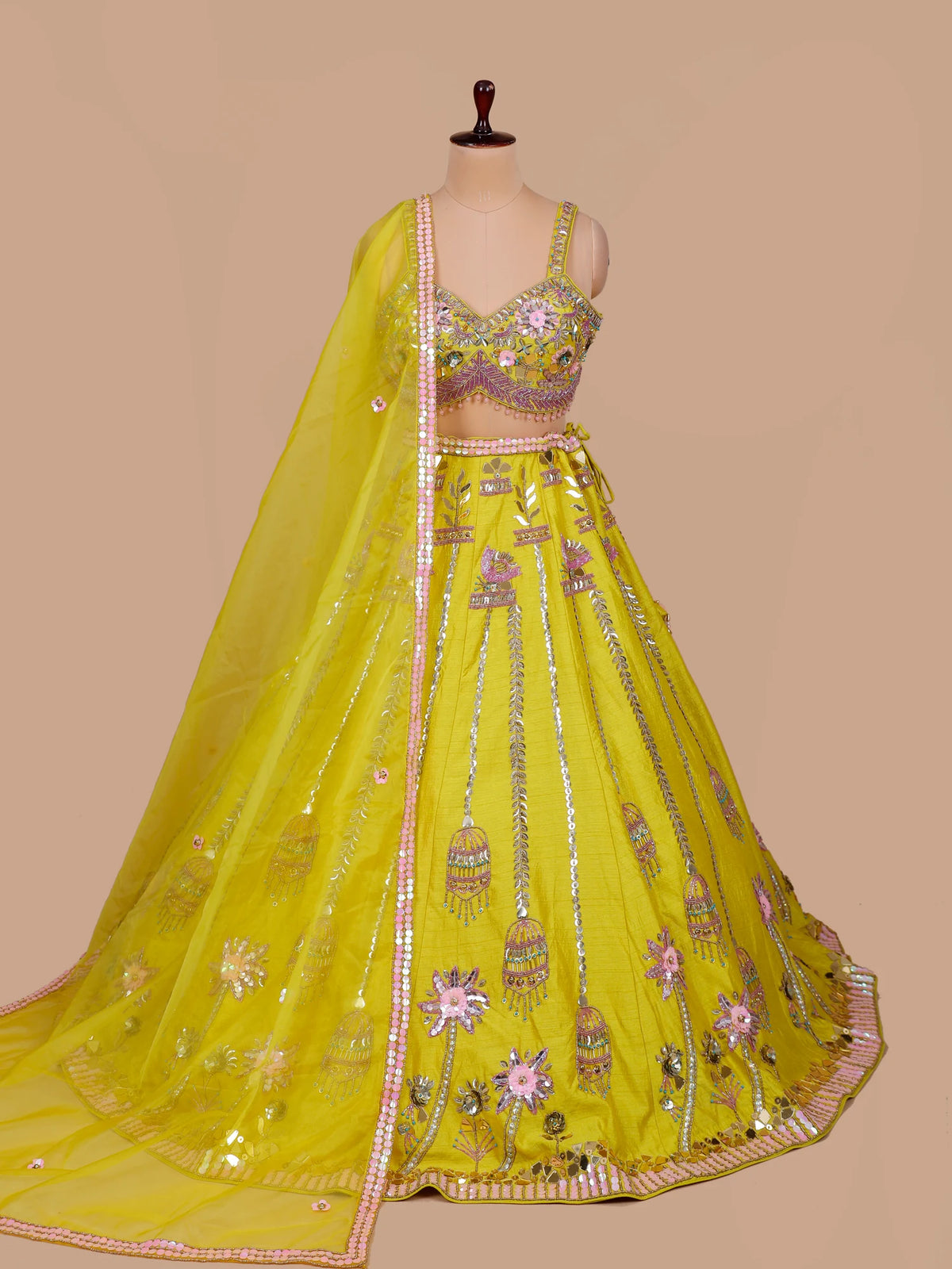 MyFashion KLS-2688 Yellow Raw Silk celebrity inspired Lehenga