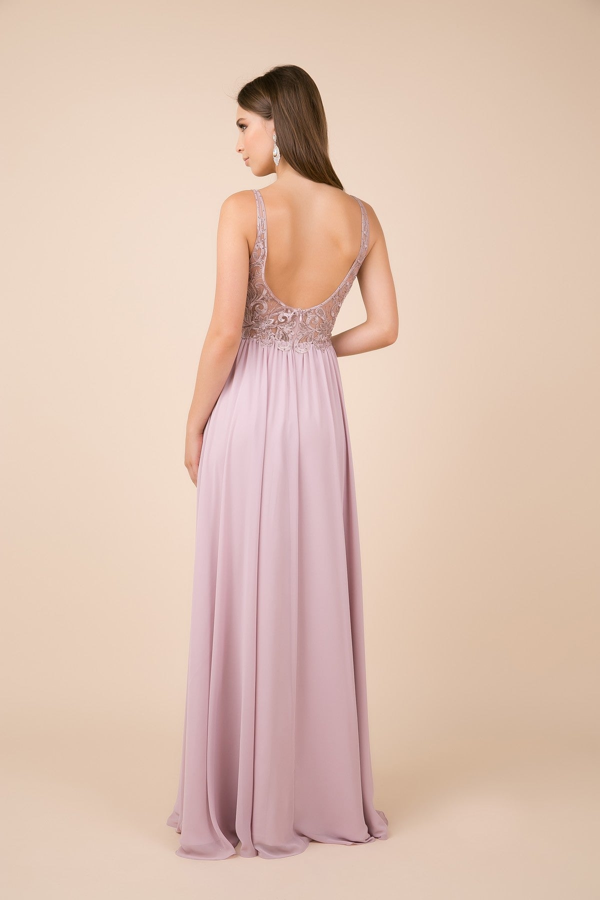 Long A-Line Dress With Embellished Bodice By Nox Anabel -Y299