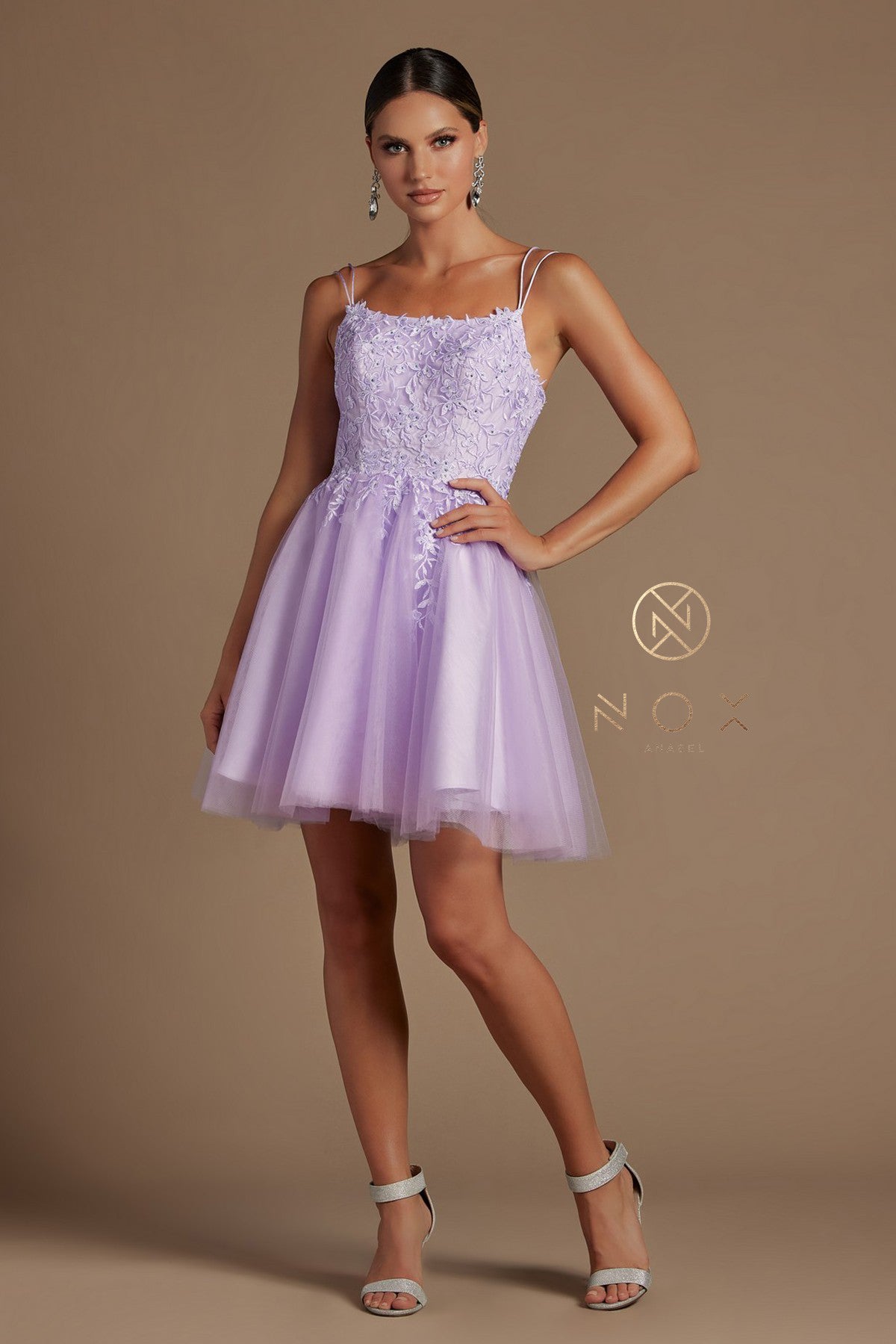 Embroidered Short Corset Back Dress By Nox Anabel -T718