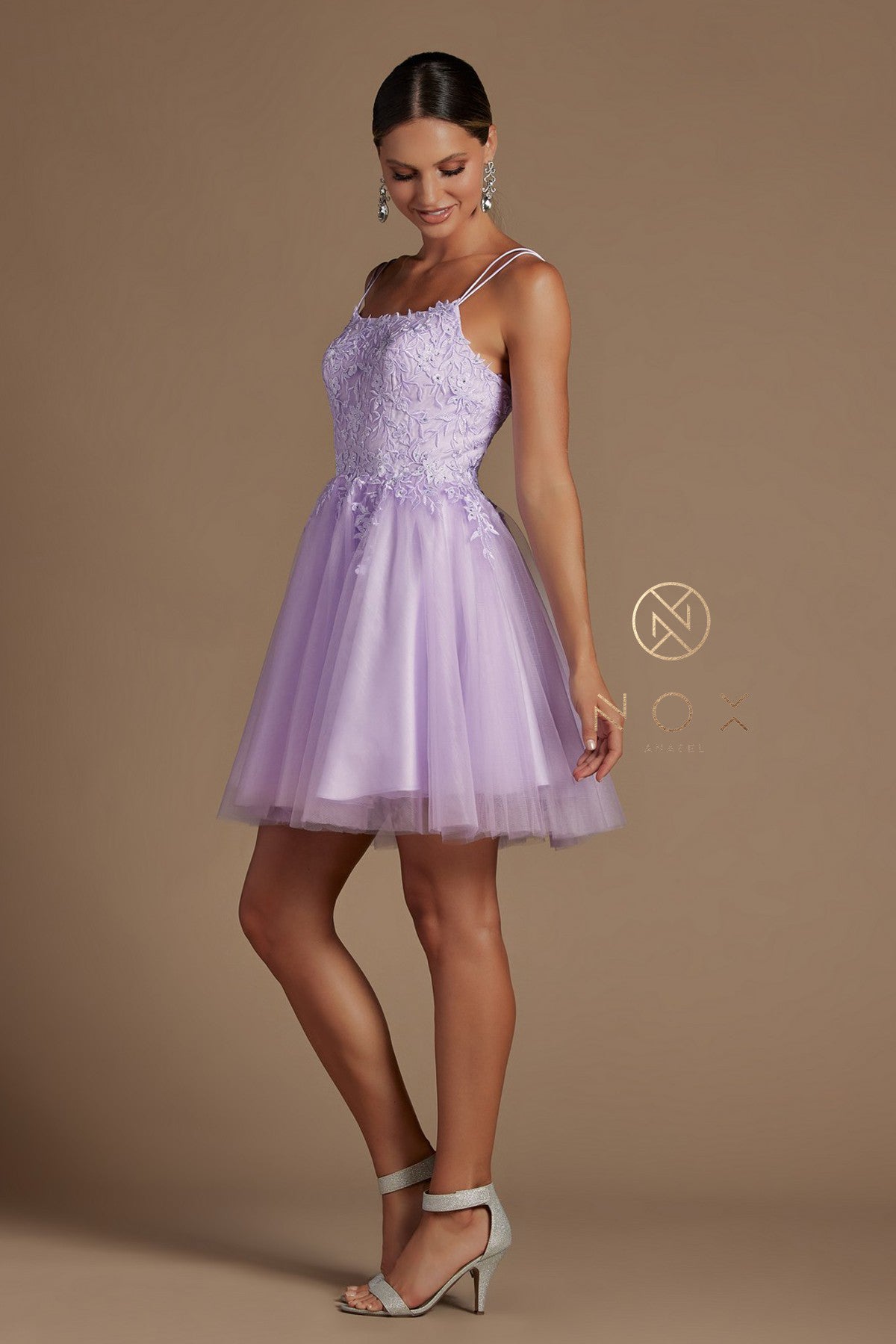 Embroidered Short Corset Back Dress By Nox Anabel -T718