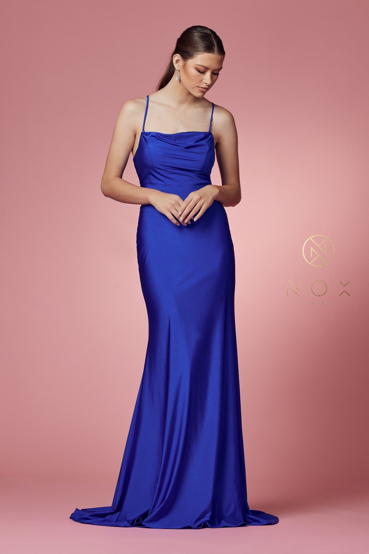 Fitted Long Cowl Neck Dress By Nox Anabel -E1007
