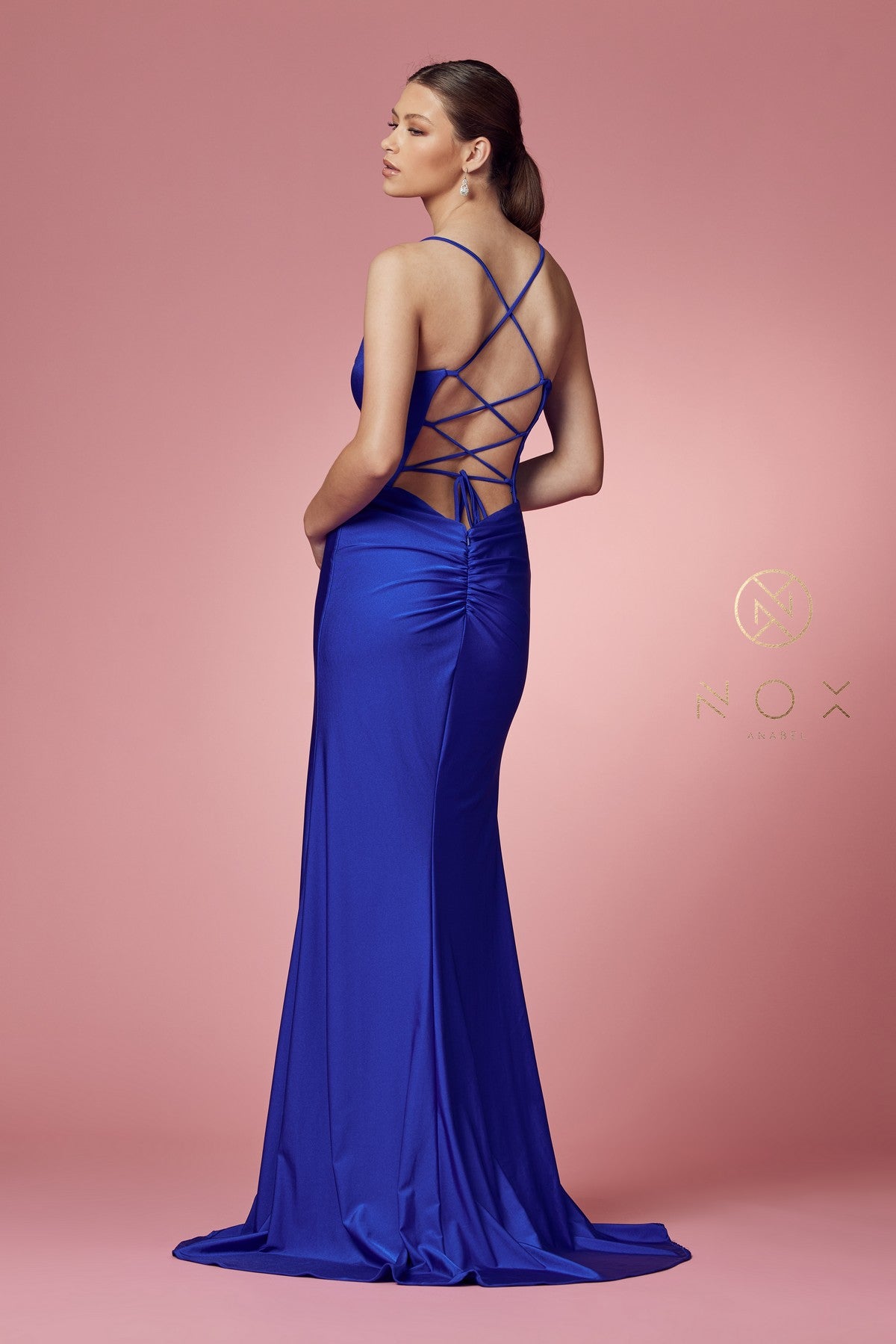 Fitted Long Cowl Neck Dress By Nox Anabel -E1007