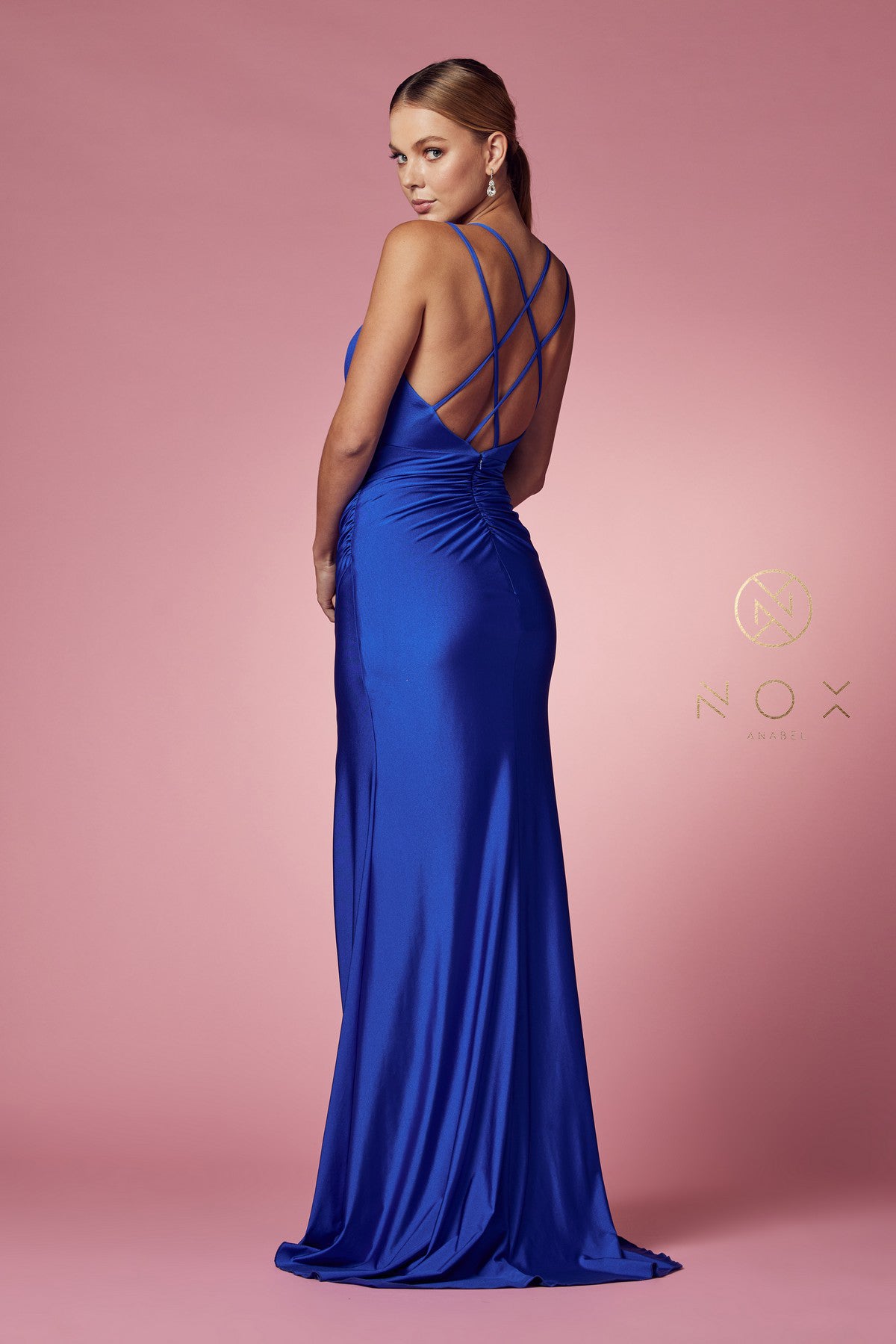Fitted Long Strappy Back Dress By Nox Anabel -E1035