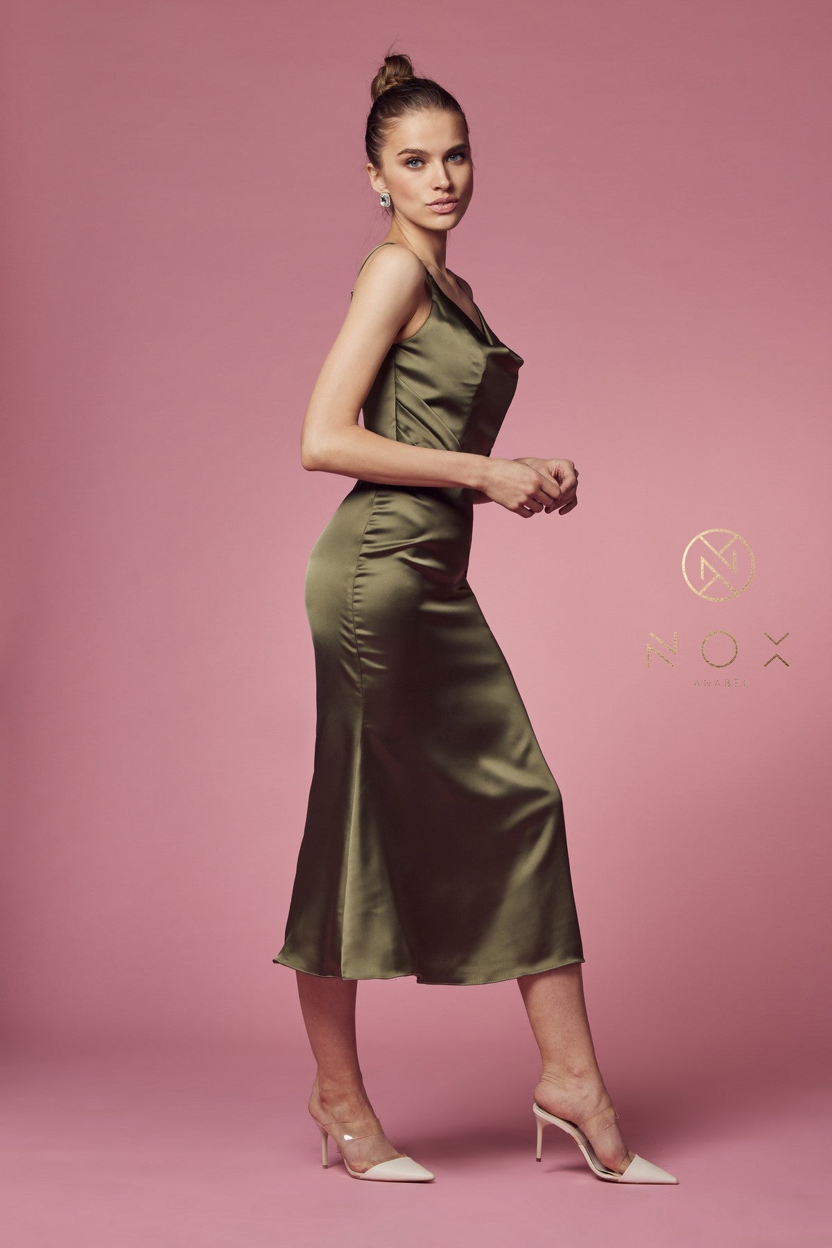 Cowl Neck Midi Dress By Nox Anabel -R1027
