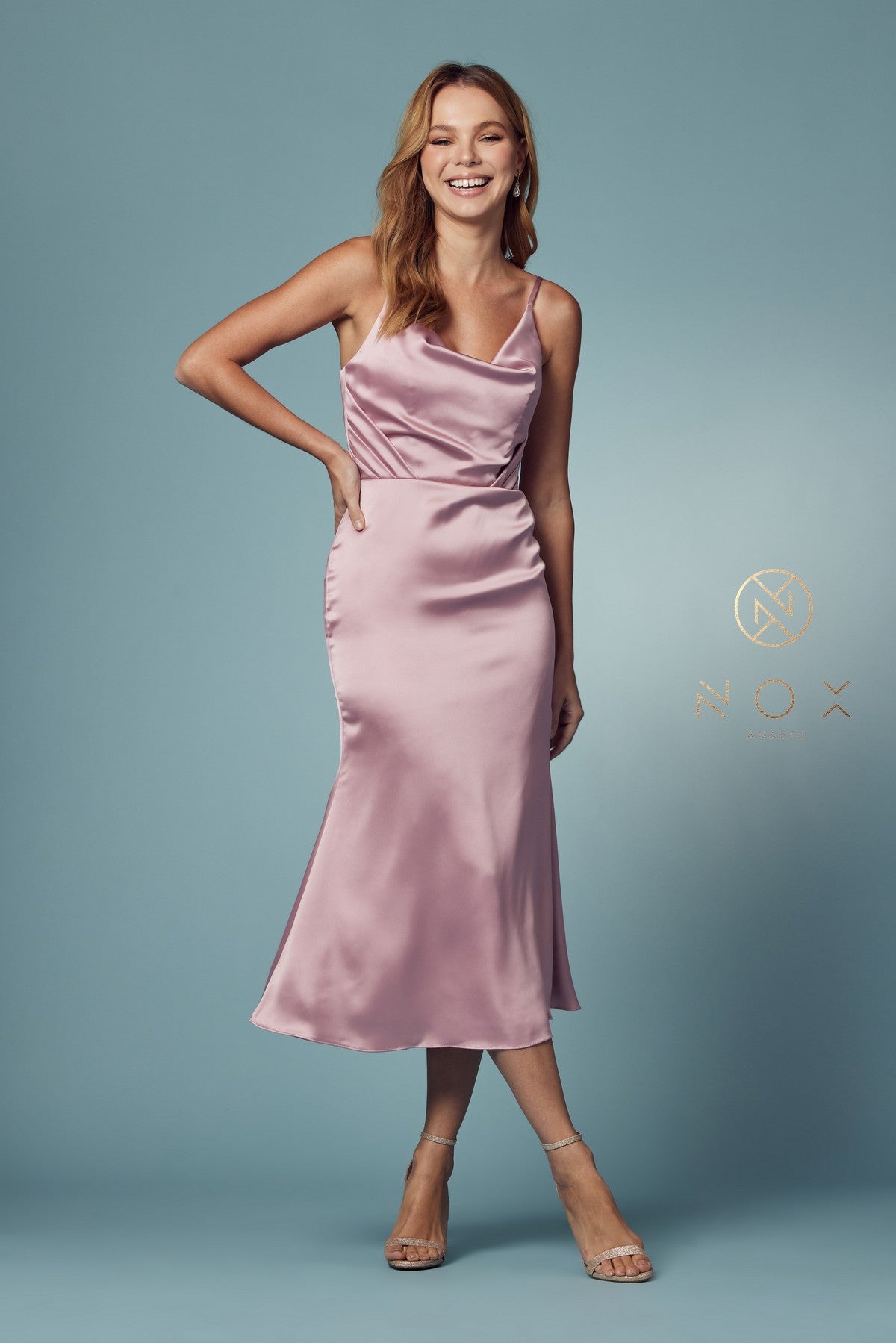 Cowl Neck Midi Dress By Nox Anabel -R1027