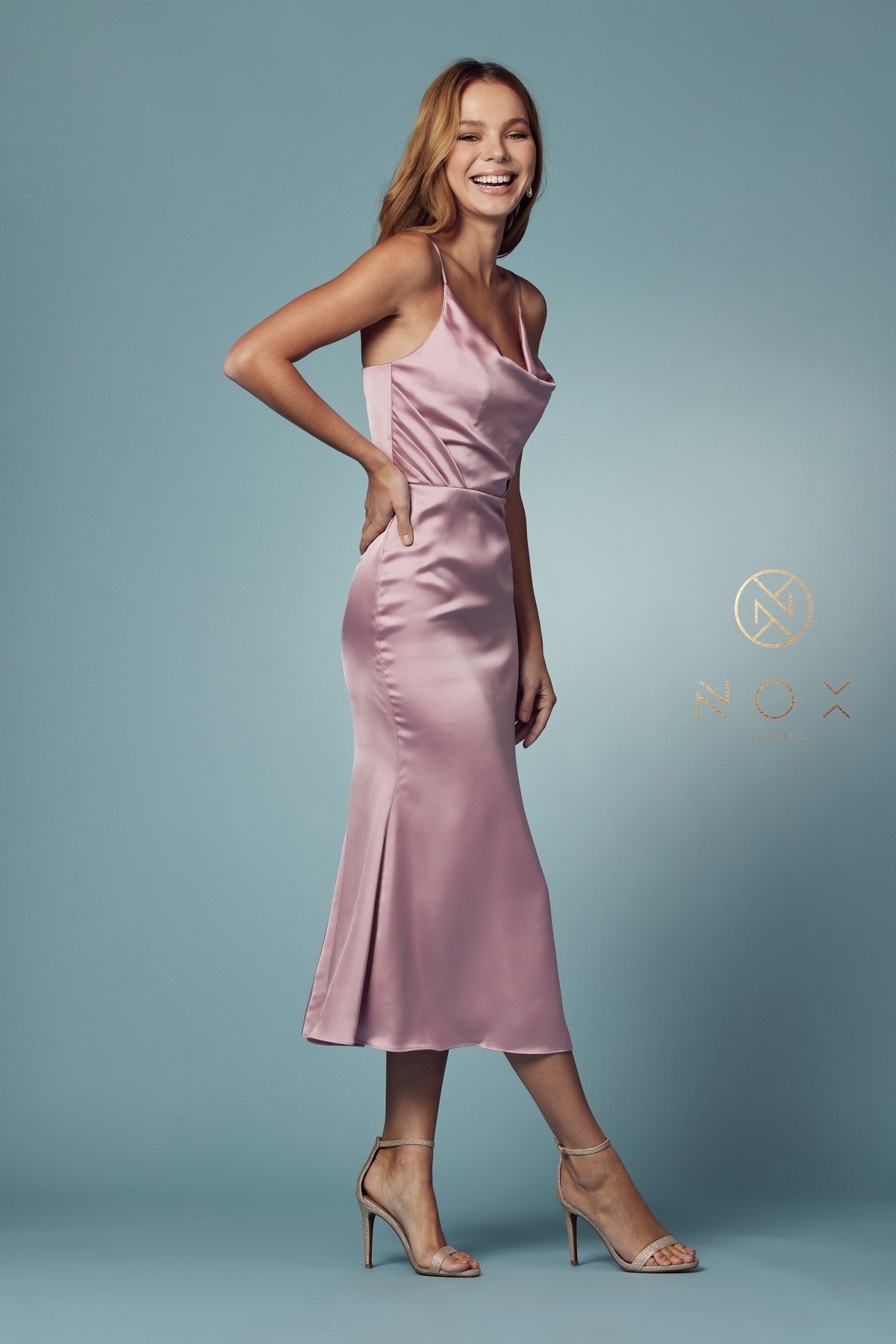 Cowl Neck Midi Dress By Nox Anabel -R1027