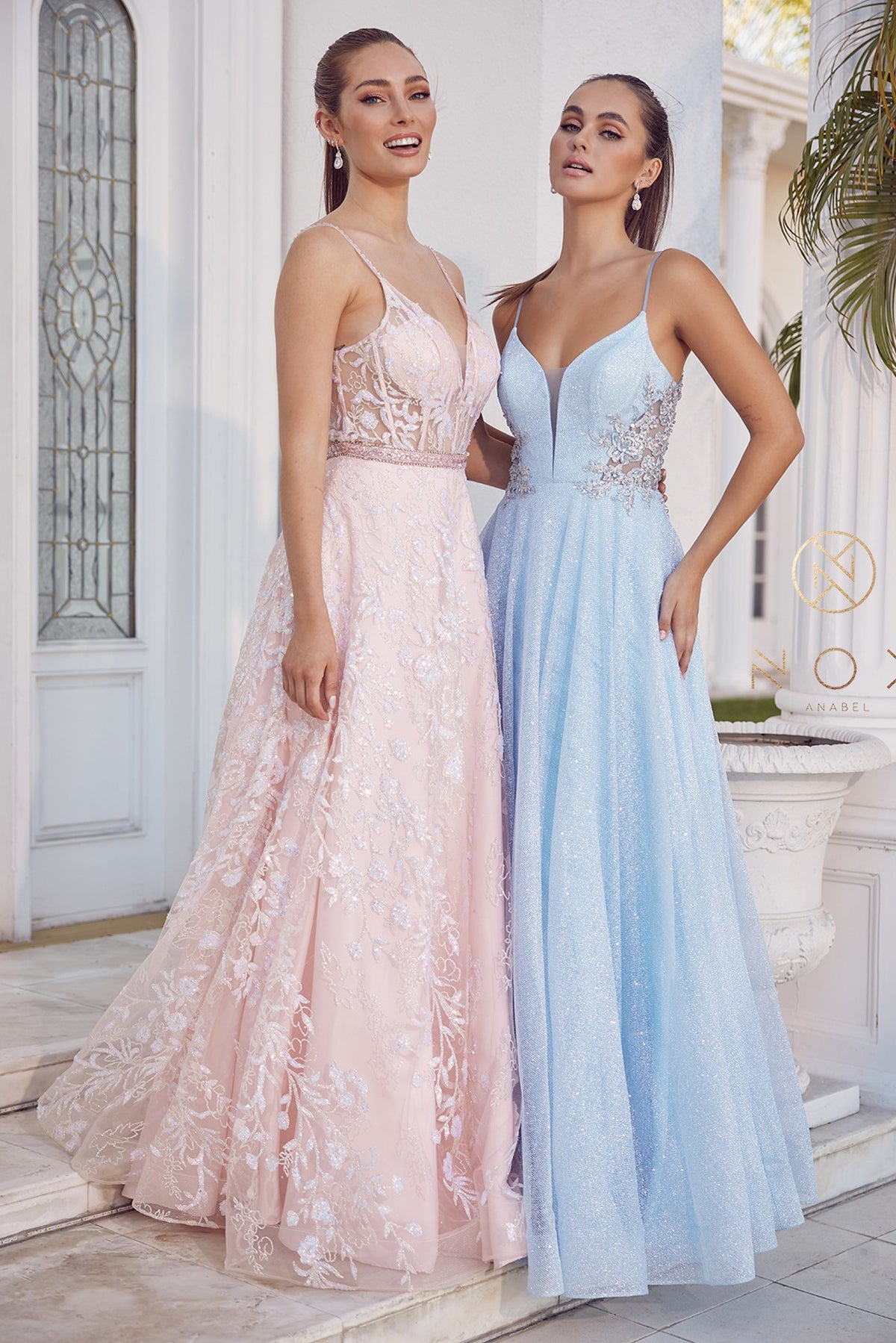 Long Sleeveless Glitter Dress By Nox Anabel -T1033