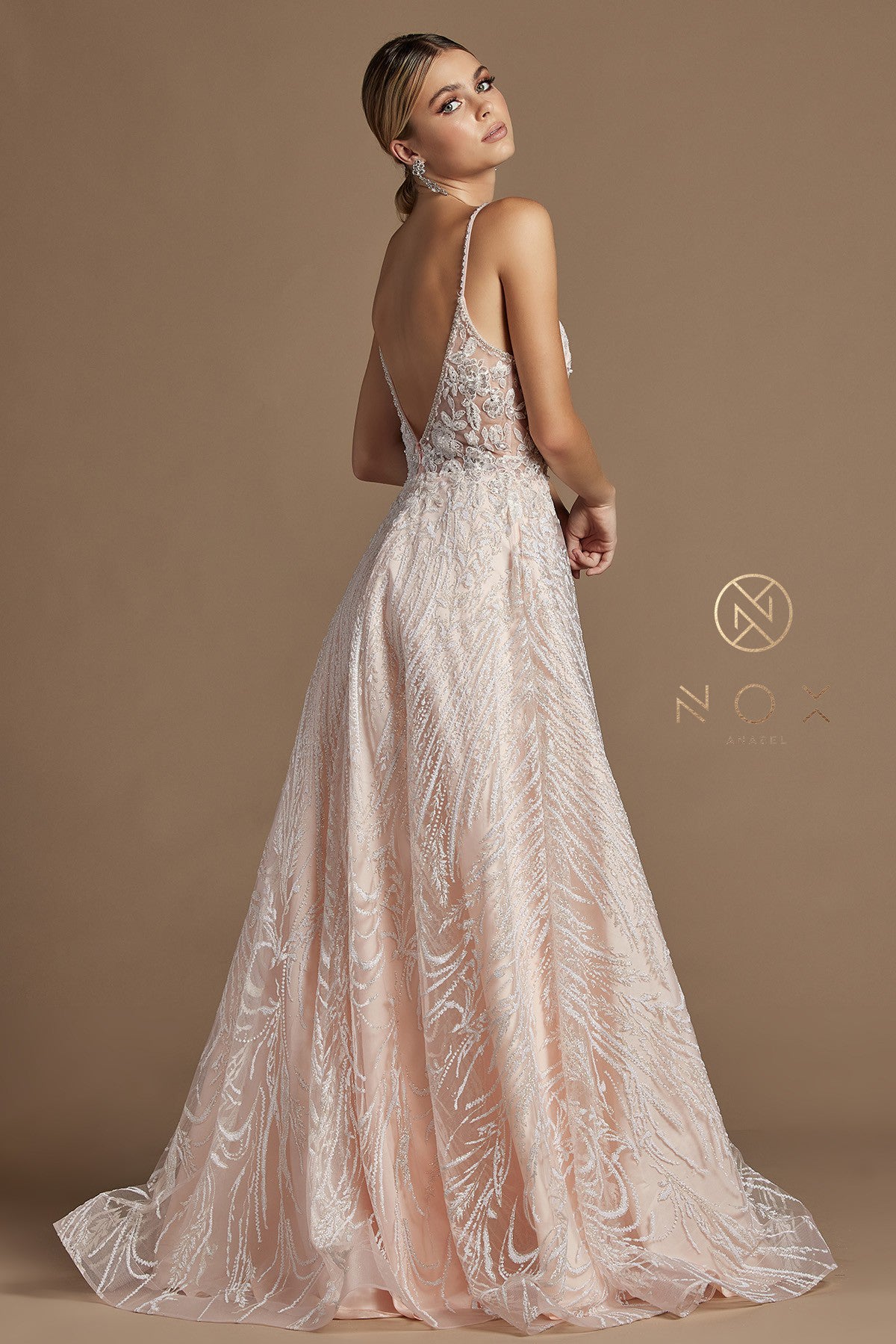Applique Long Sleeveless A-Line Dress By Nox Anabel -T1009