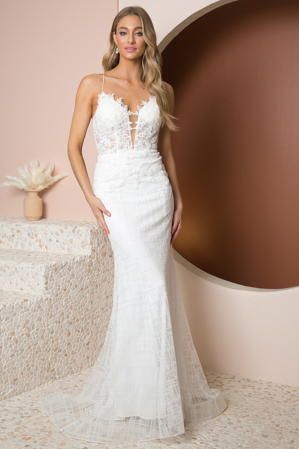 Glitter Print V-Neck Mermaid Dress By Nox Anabel -R282-1W