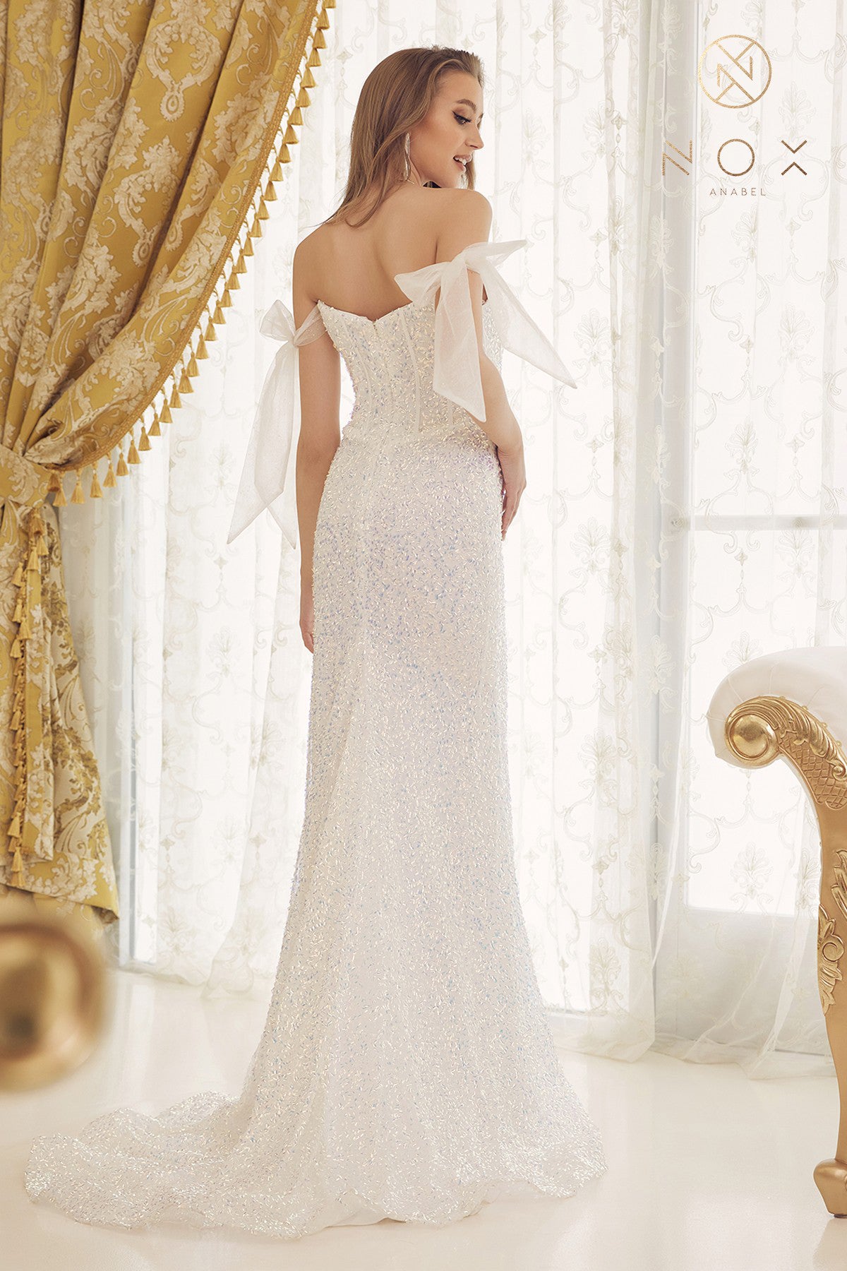 Off Shoulder Tie Strap Sheath Dress By Nox Anabel -C1095