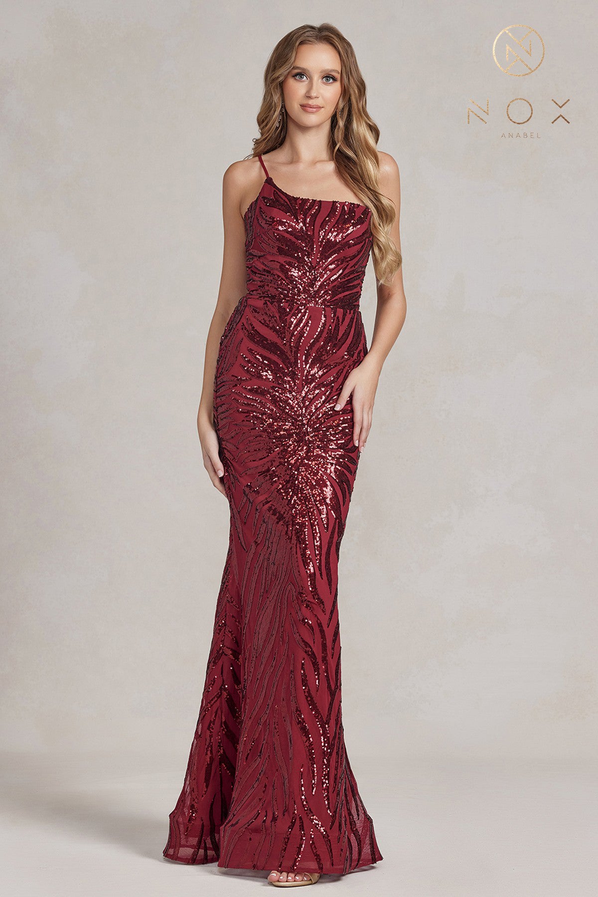 Asymmetric Sequin Fitted Dress By Nox Anabel -R1204
