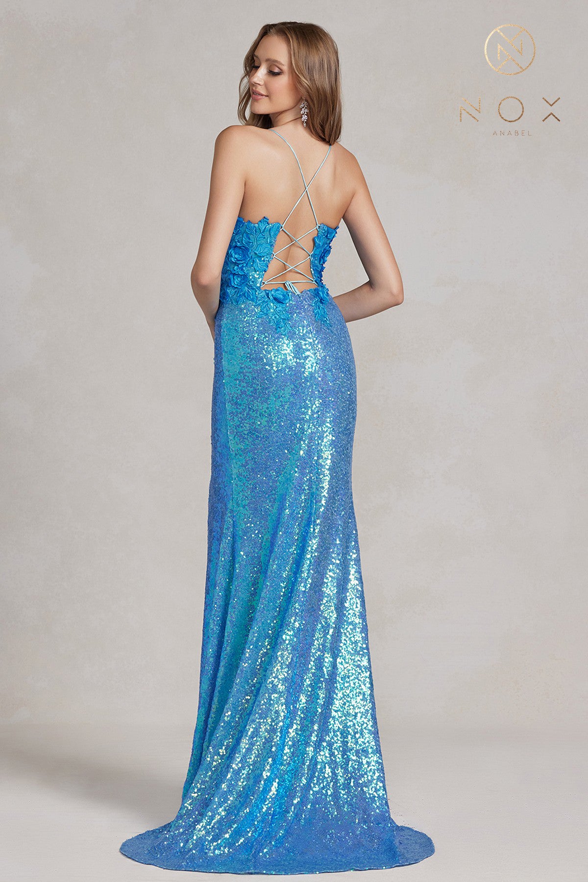 Applique Fitted Sequin Dress By Nox Anabel -R1207