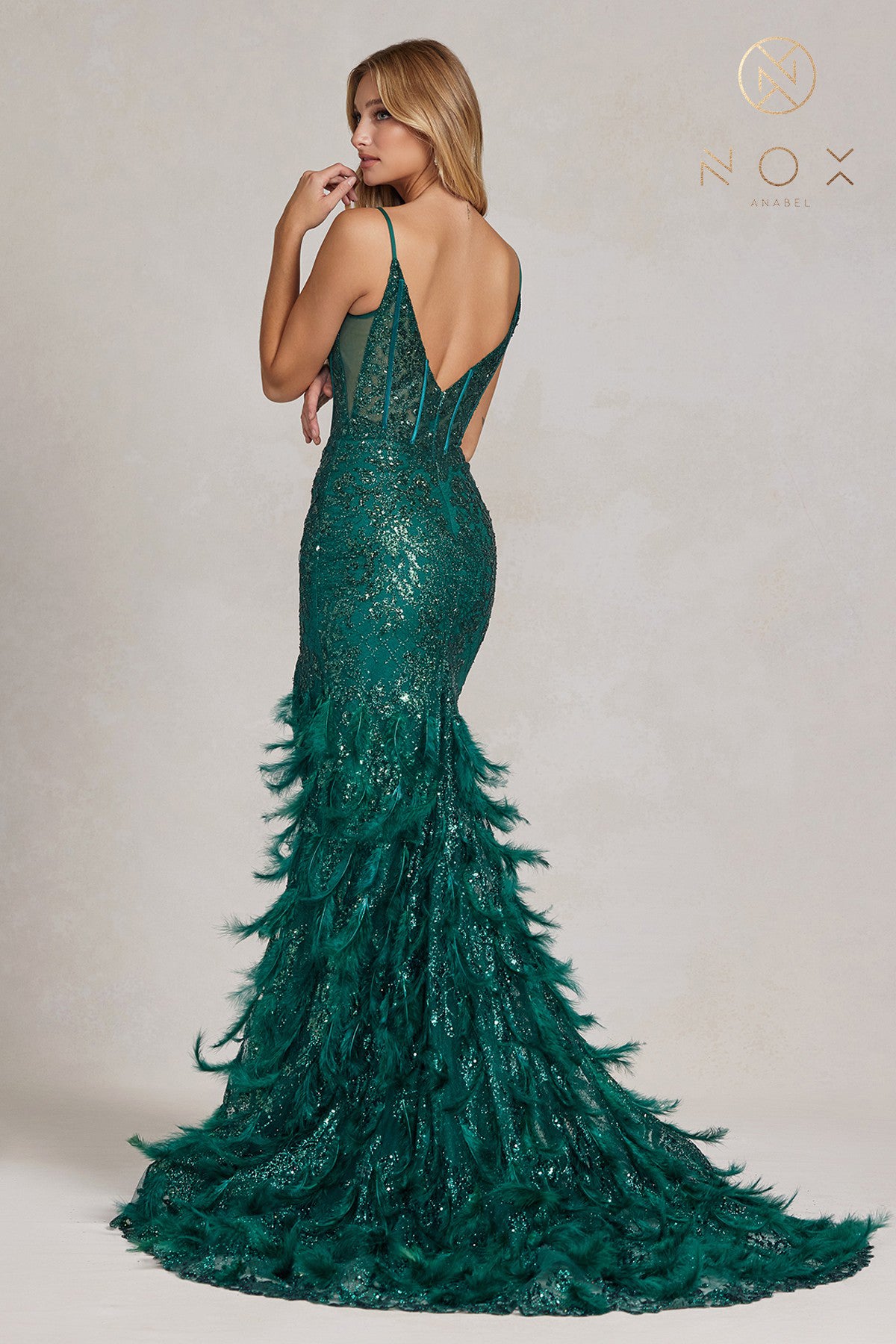 Feather Evening Dress By Nox Anabel -C1119