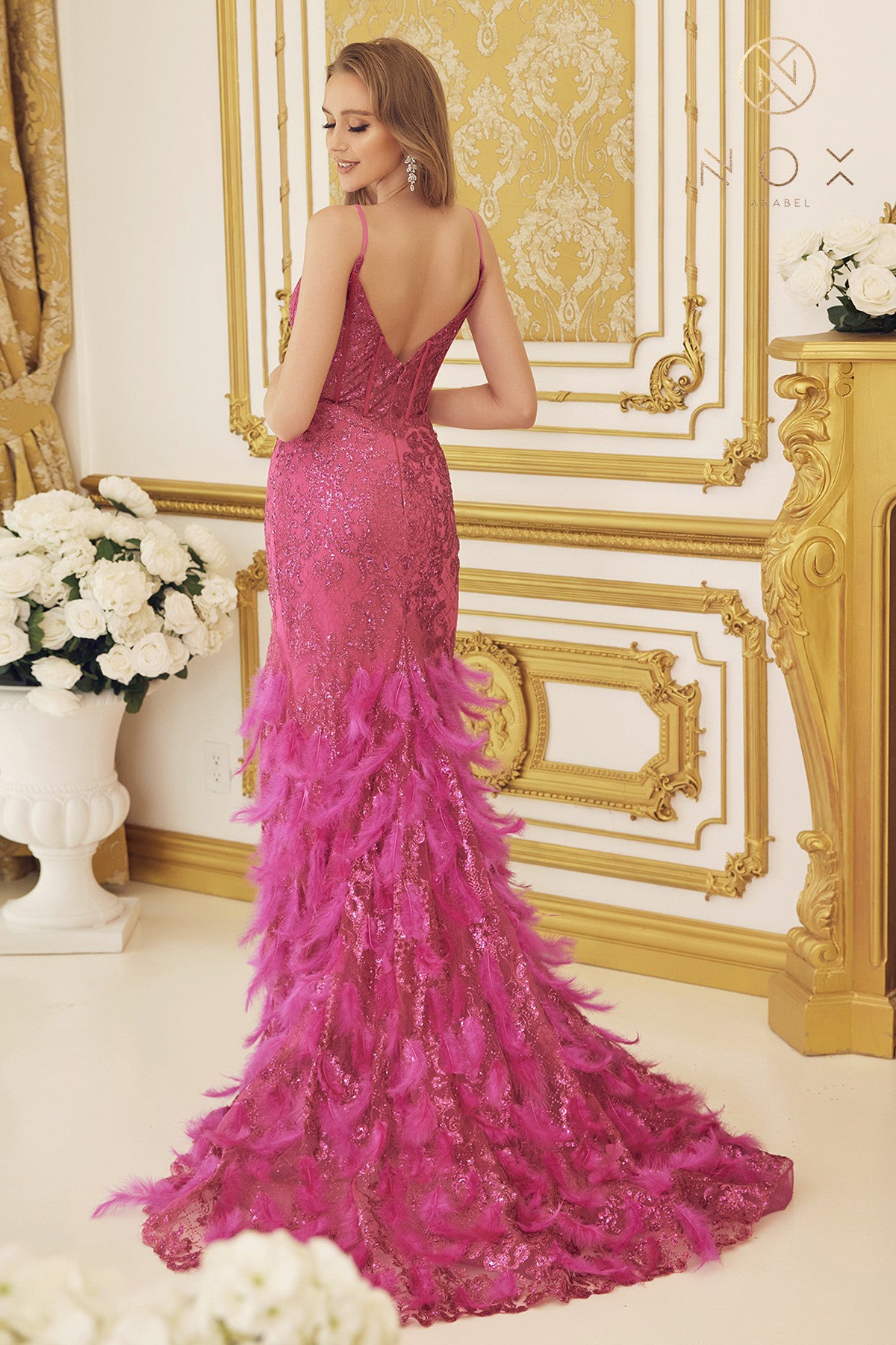 Feather Evening Dress By Nox Anabel -C1119