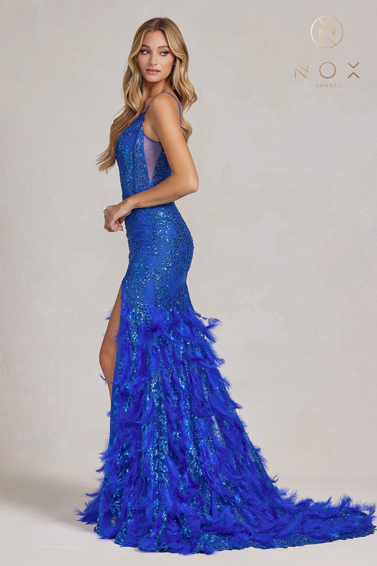 Feather Evening Dress By Nox Anabel -C1119