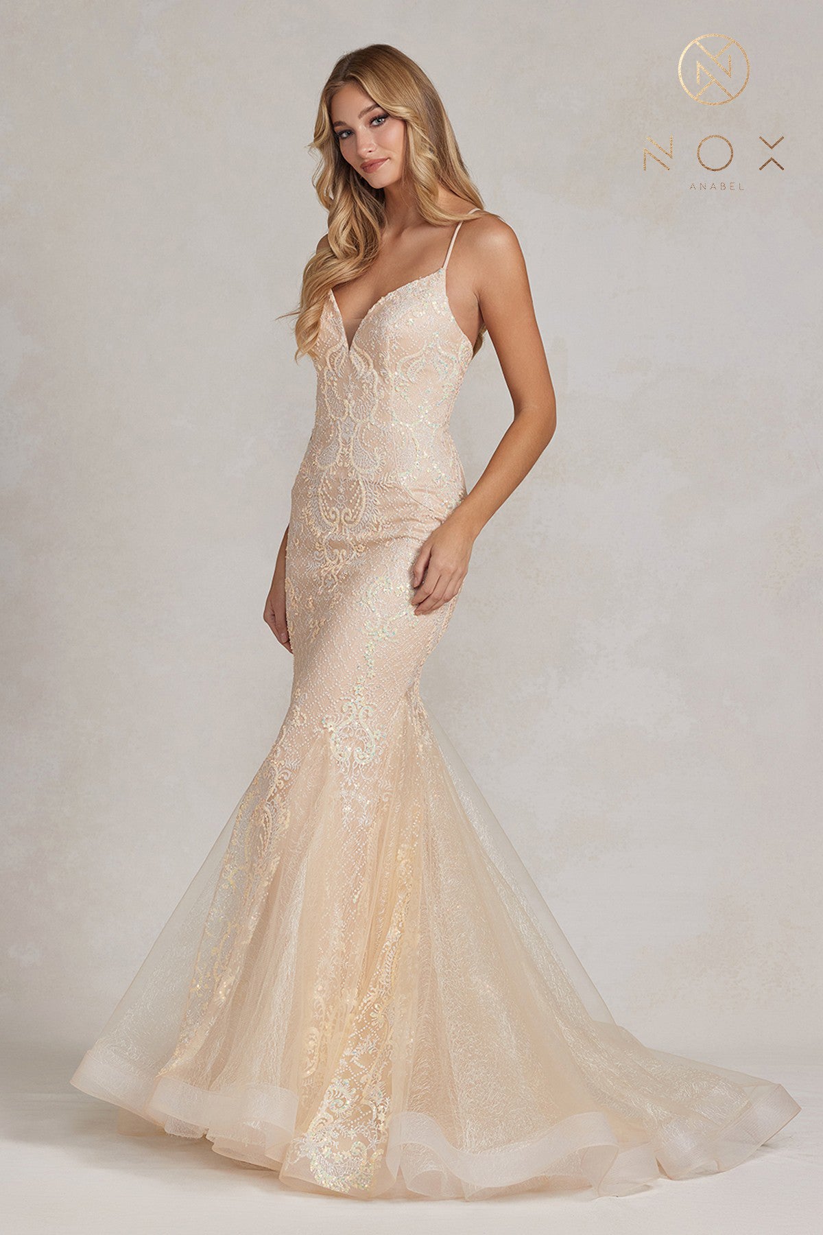 Embroidered Mermaid Dress By Nox Anabel -C1108