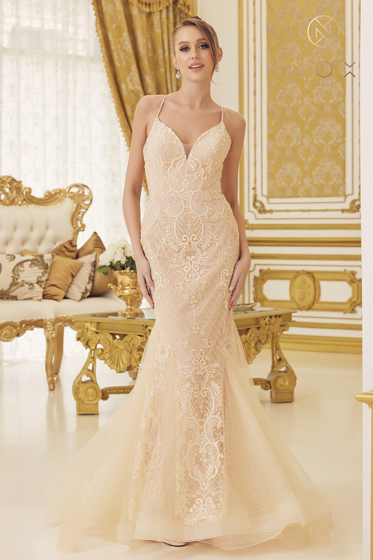 Embroidered Mermaid Dress By Nox Anabel -C1108