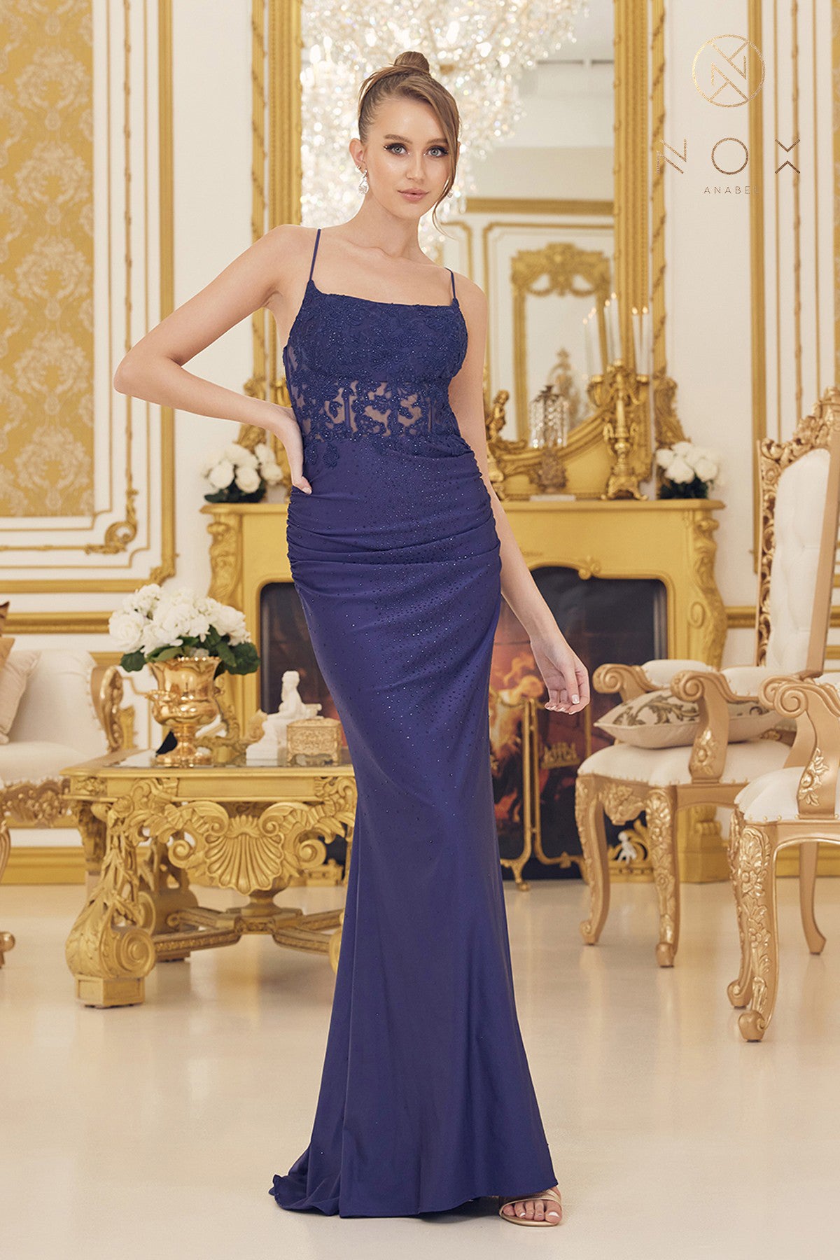 Scoop Applique Trumpet Dress By Nox Anabel -E1186