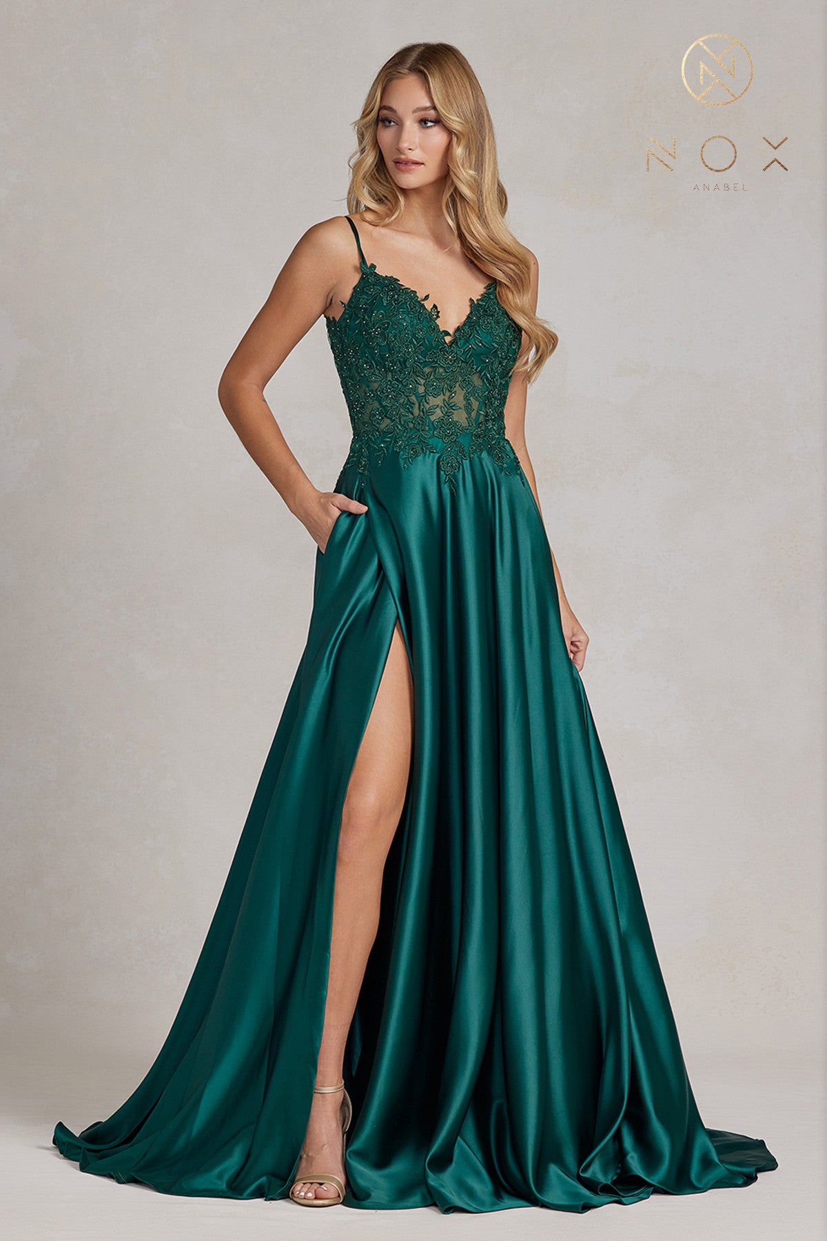 Lace Applique Bodice A-Line Dress By Nox Anabel -K1121