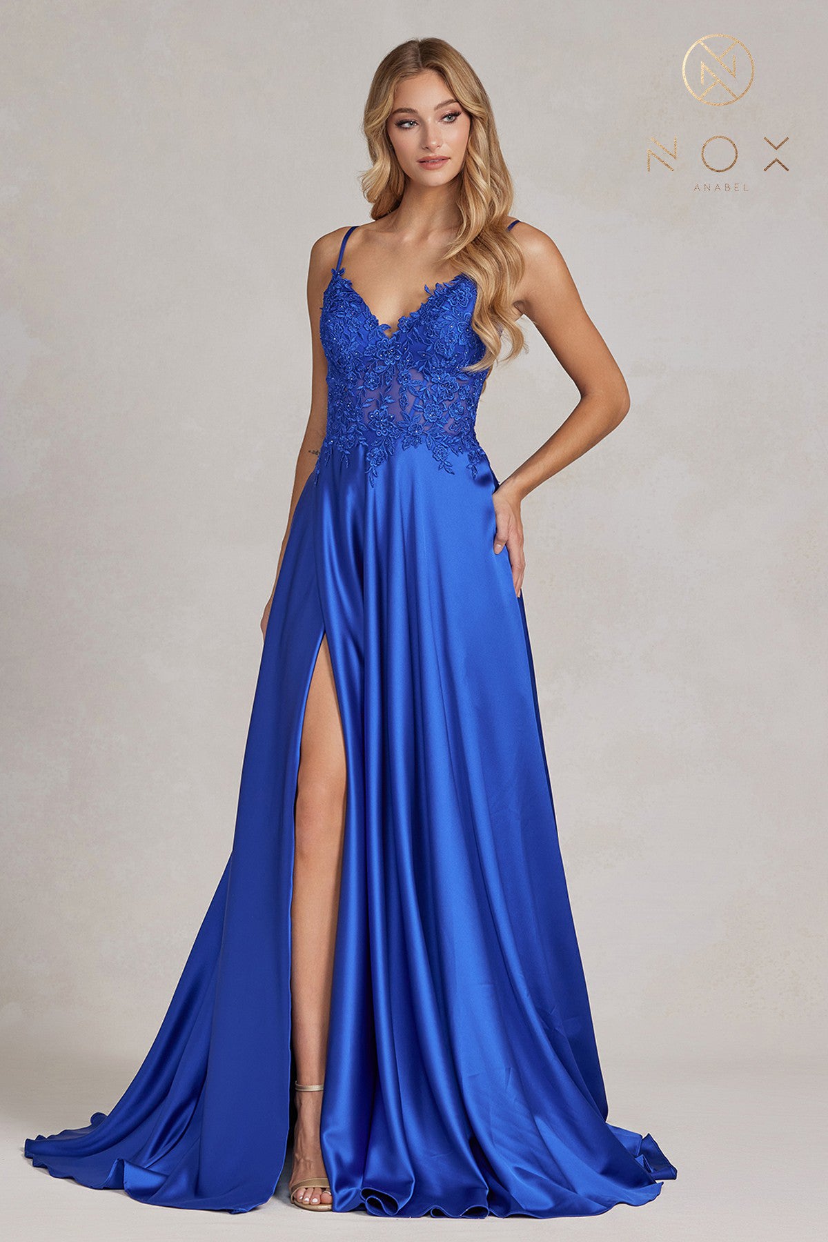 Lace Applique Bodice A-Line Dress By Nox Anabel -K1121