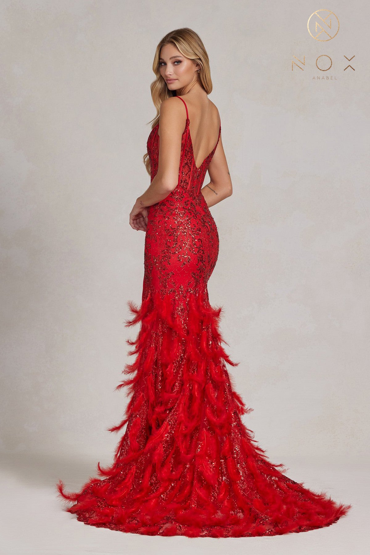 Feather Evening Dress By Nox Anabel -C1119