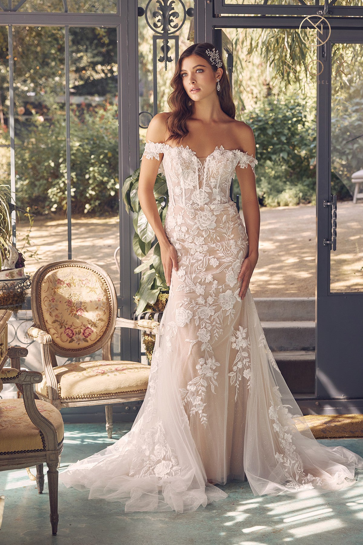 Off Shoulder Floral-Detailed Gown By Nox Anabel -JE974